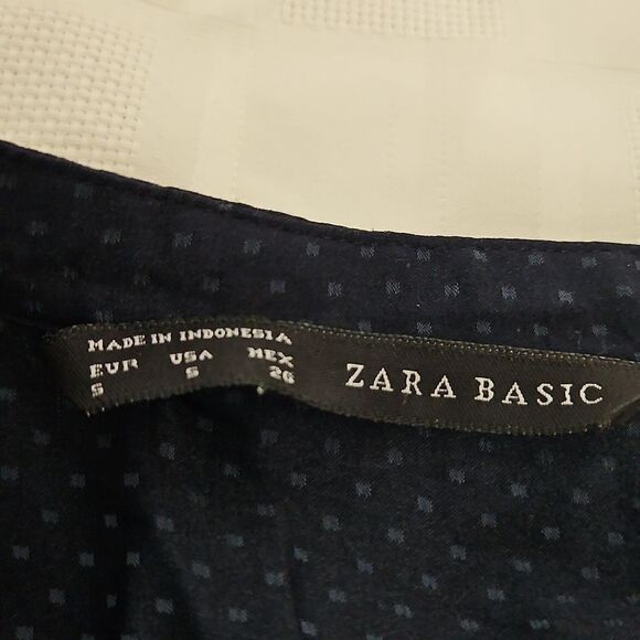 Zara Women's Casual Button-Down Shirt Long Sleeves Shirt Navy Blue Small - Picture 5 of 16